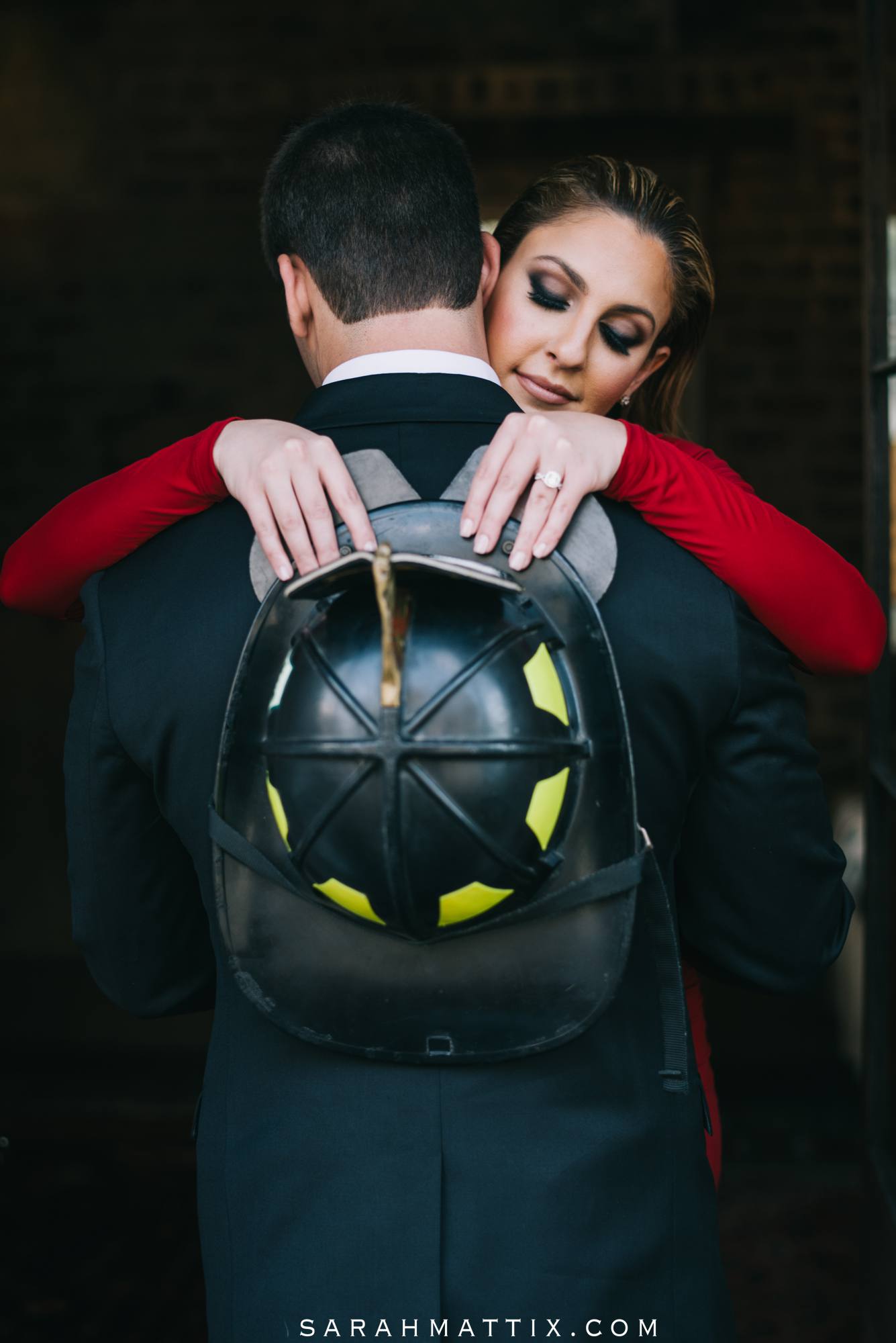 fire helmet engagement photos