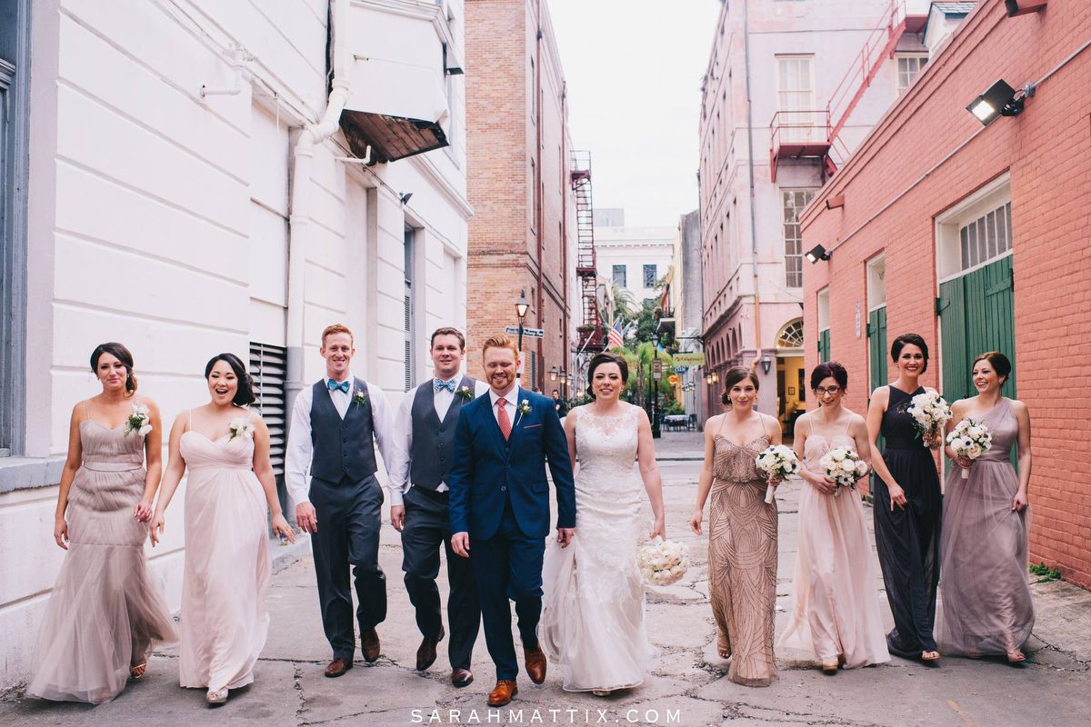 wedding party walking