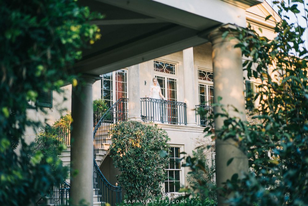 bride on a balcony