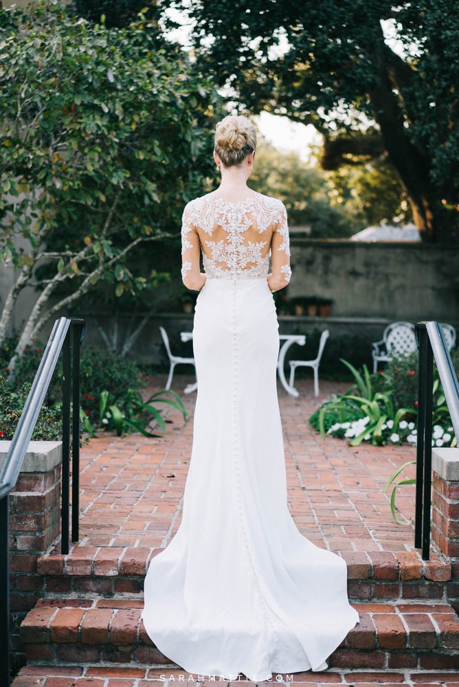 bride showing the back of her dress