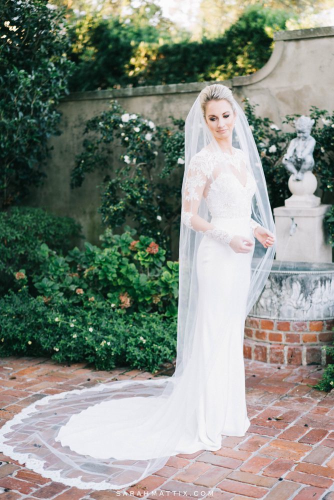 bride holding veil